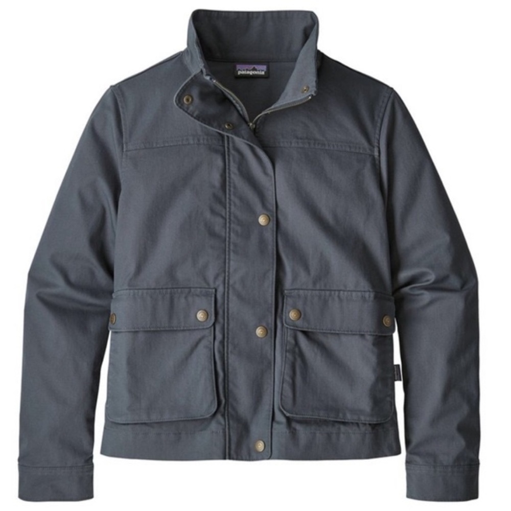 Patagonia Womens Prairie Dusk Barn Jacket Smolder Blue Military Style Coat Sz S